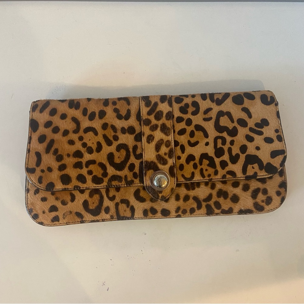 Ted Baker Cow Hide Clutch Purse Animal Print